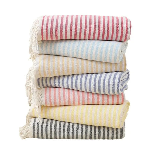serviette de plage turque extra large rayures franges - vue 3 sur 7