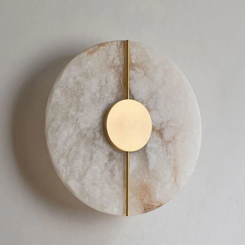 Applique murale LED ronde en marbre et cuivre doré - vue 5 sur 10