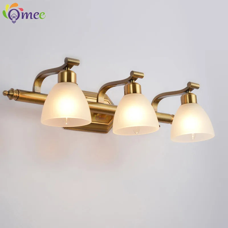 applique murale vintage led avec abat-jour en verre bronze