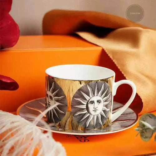 Service thé vintage céramique italienne avec plateau soucoupe