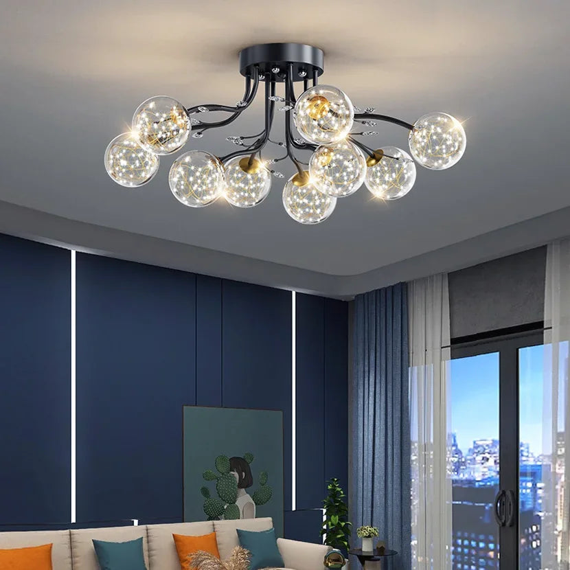 lustre en verre cristal design moderne pour décoration intérieure - vue 6 sur 17