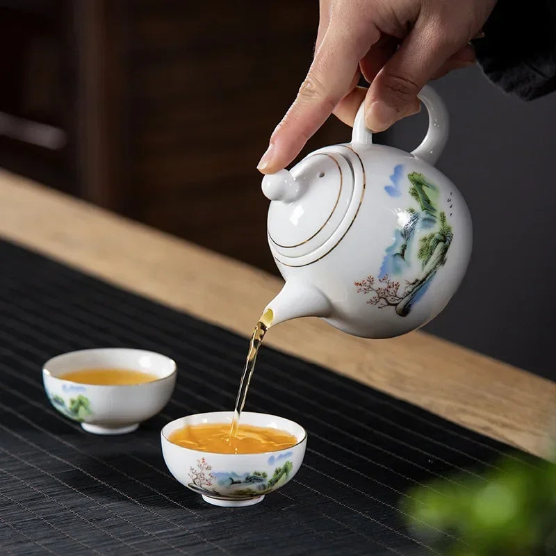 Theiere porcelaine style chinois service the puer 250ml - vue 4 sur 7