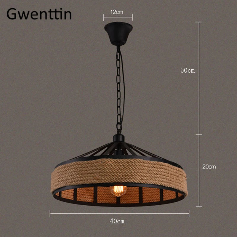suspension rétro en corde de chanvre pour décoration intérieure - vue 5 sur 7
