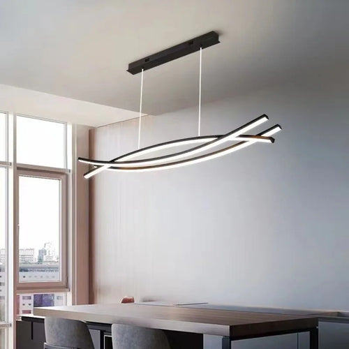 Moderner LED-Kronleuchter aus Aluminium, höhenverstellbar - vue 4 sur 8