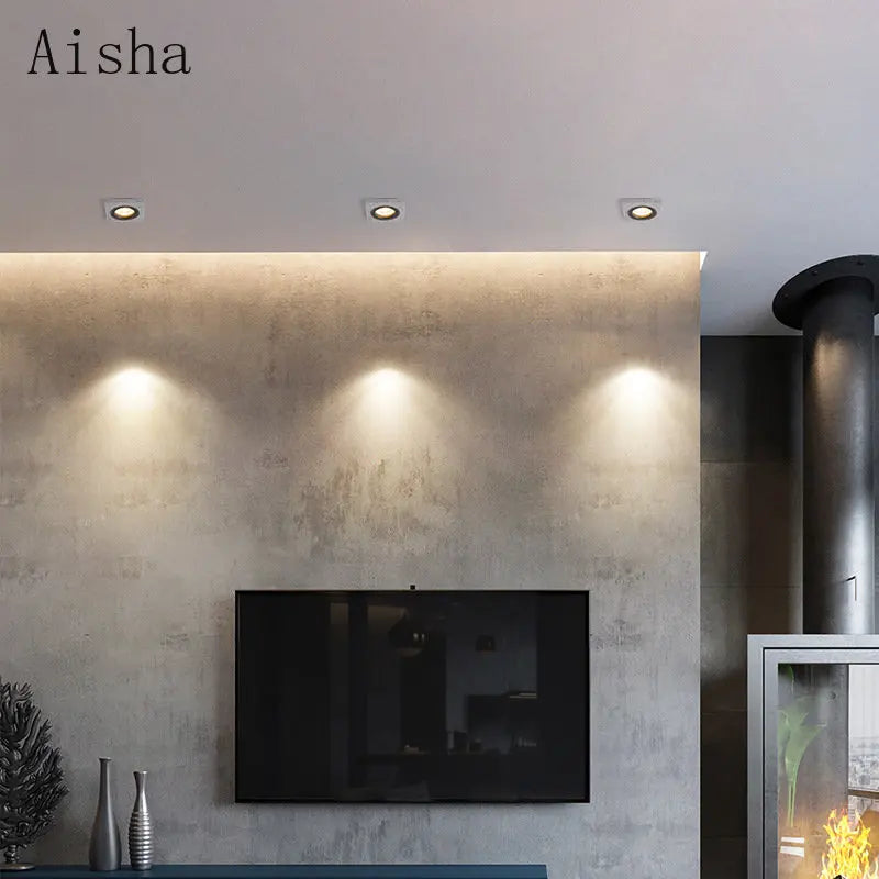 spots de plafond led style industriel intégré en ciment