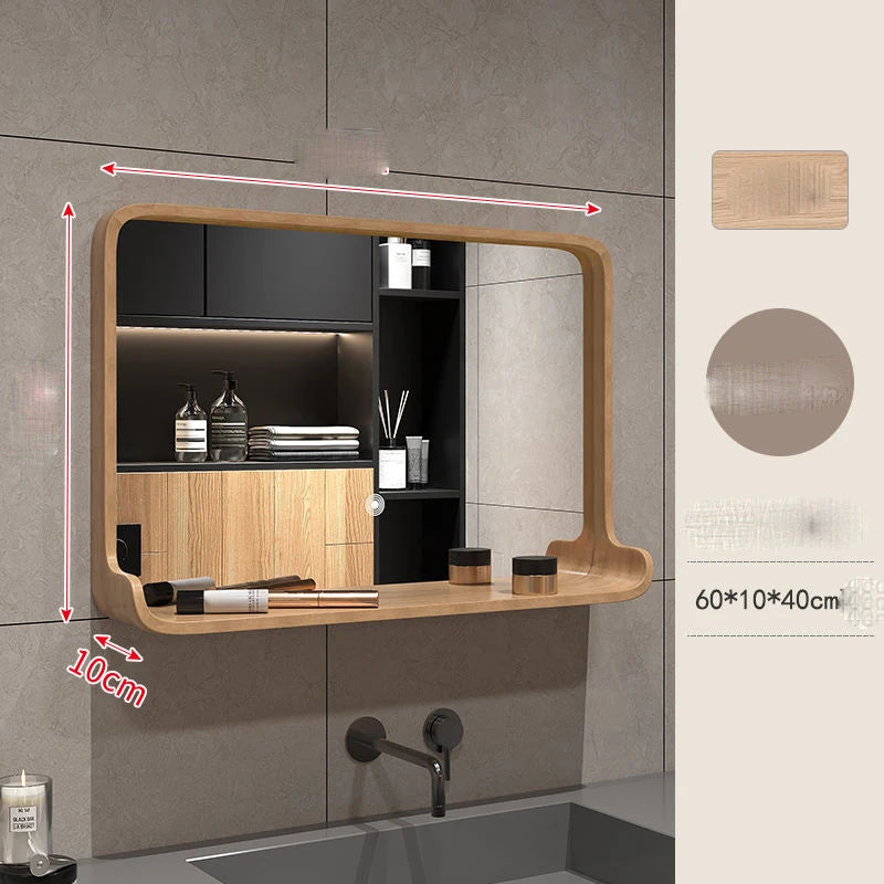 miroir nordique en bois massif pour salle de bain suspendu - vue 12 sur 12