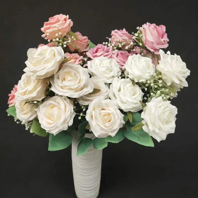 bouquet de roses en soie pour décoration de mariage et fêtes