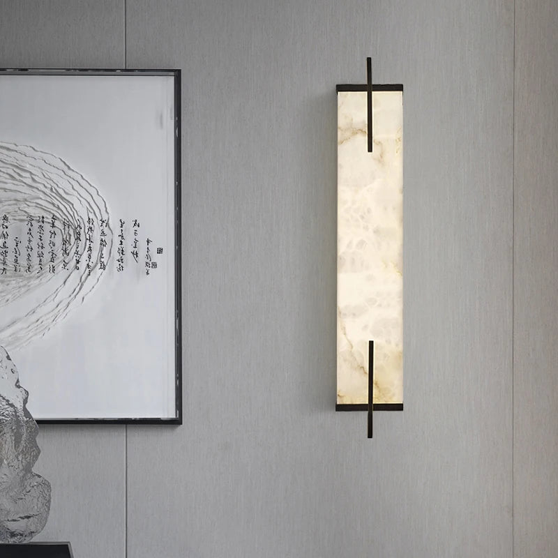 Applique murale Led en laiton doré et marbre - vue 3 sur 8