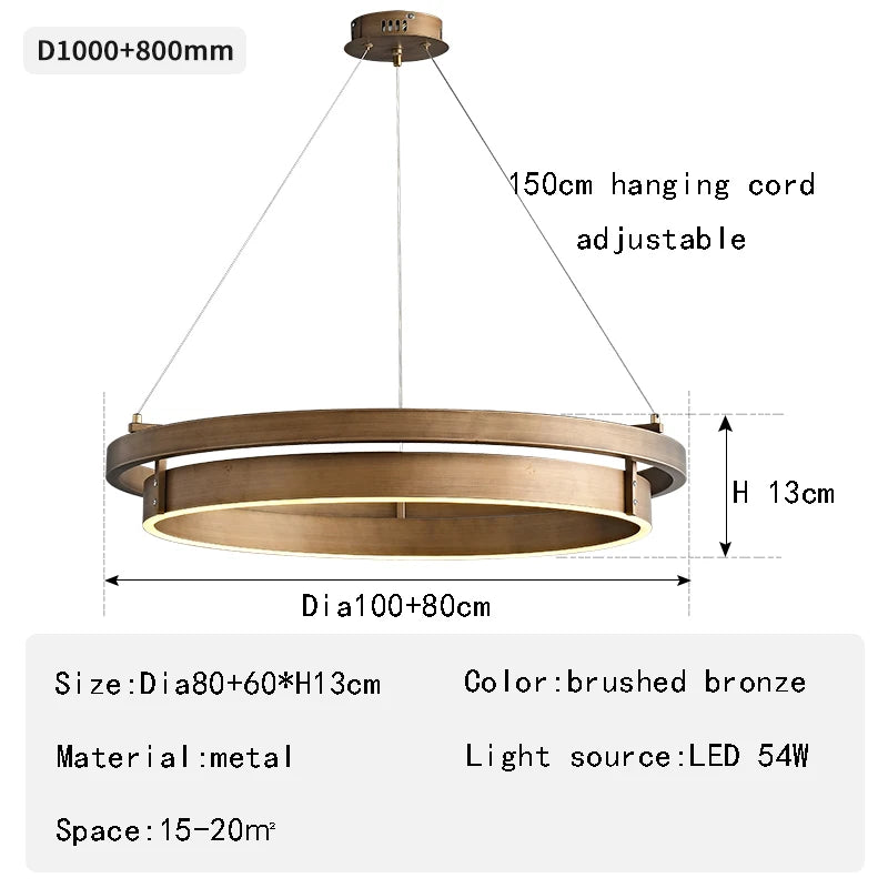 lustre en bronze à led créatif et minimaliste pour décoration intérieure