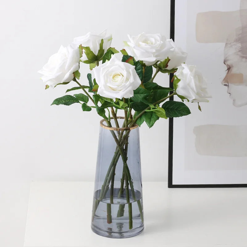fleurs de roses artificielles en latex pour décoration élégante - vue 6 sur 11