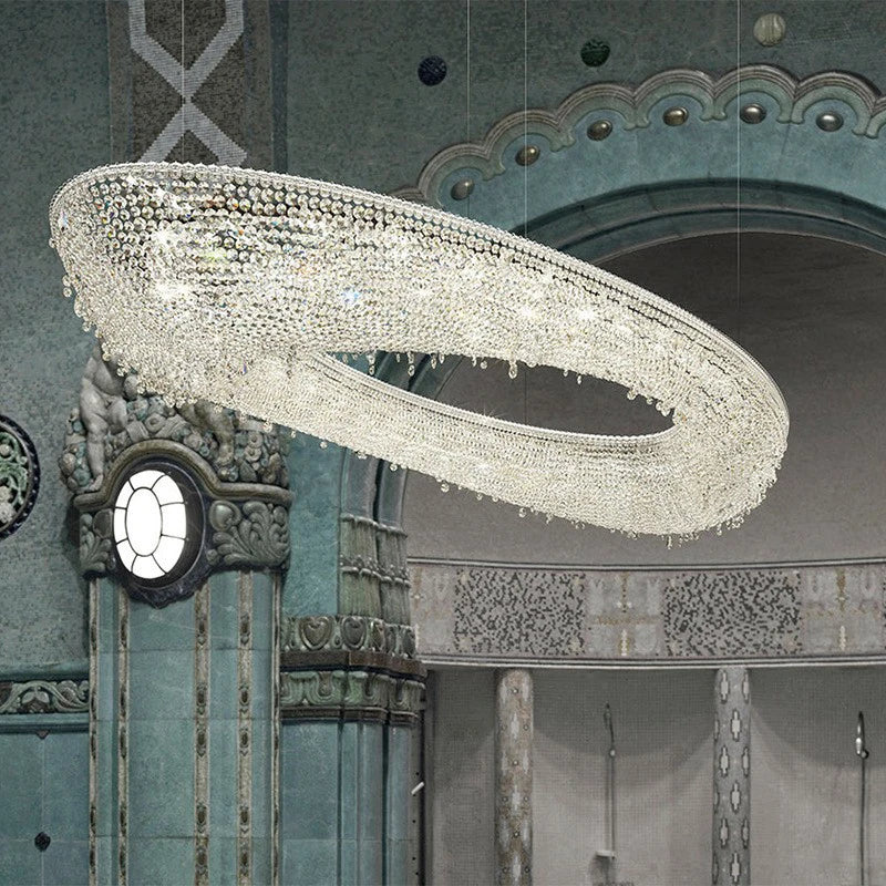 lustre en cristal transparent au design créatif et élégant - vue 5 sur 10