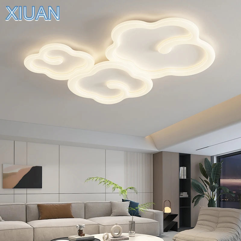 lustre scandinave nuage blanc avec télécommande optionnelle led - vue 4 sur 16