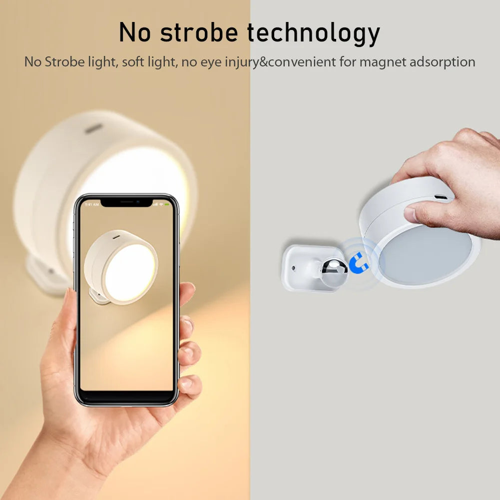 applique murale led rechargeable avec télécommande tactile rotative à 360° - vue 4 sur 7
