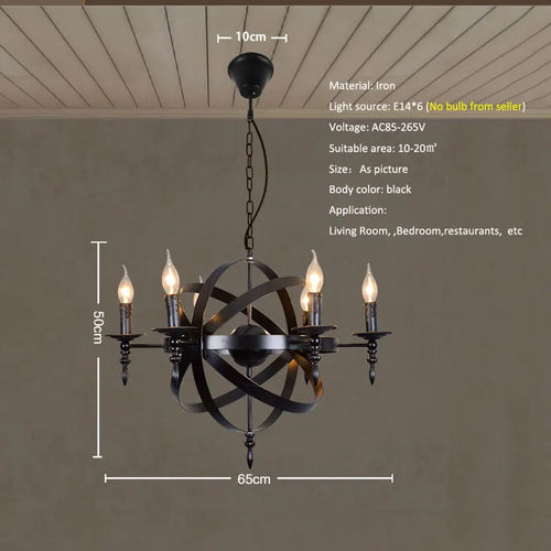 Kronleuchter im amerikanischen Loft-Stil aus Metall im Retro-Look - vue 6 sur 7