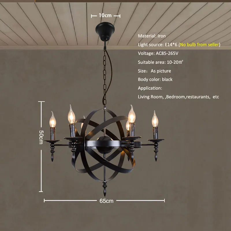 Kronleuchter im amerikanischen Loft-Stil aus Metall im Retro-Look - vue 6 sur 7