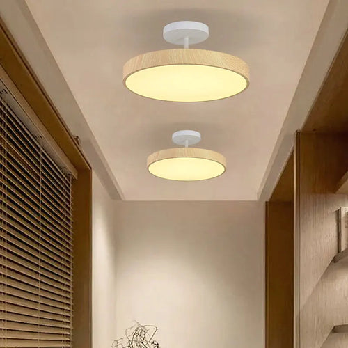 Moderner runder Deckenleuchte in Holzoptik für ein elegantes Interieur - vue 4 sur 14