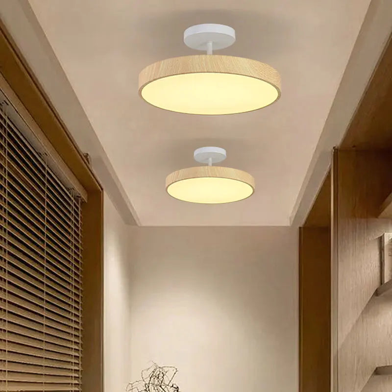 Moderner runder Deckenleuchte in Holzoptik für ein elegantes Interieur - vue 4 sur 14