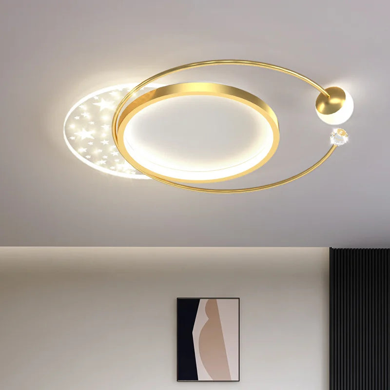 plafonnier led doré style nordique créatif pour toute la maison - vue 6 sur 23