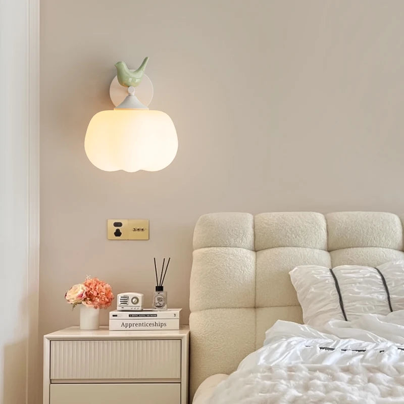 applique murale led moderne oiseau lumière avec abat-jour pe - vue 4 sur 10