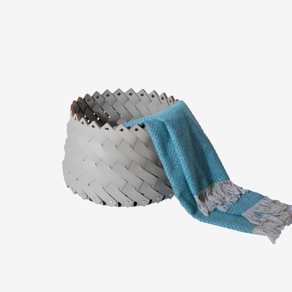 paniers de rangement en cuir tressé faits main de luxe - vue 4 sur 9