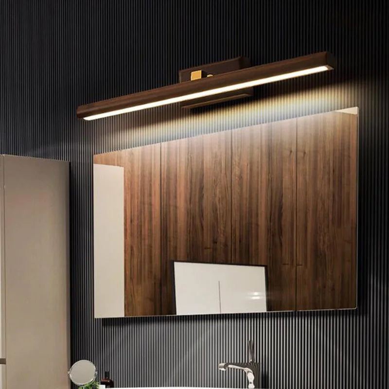 Nordique 40cm bois miroir avant lampe LED intérieur applique murale pour armoire salle de bain chevet lecture maison intérieur décor applique murale 6pa - vue 5 sur 7