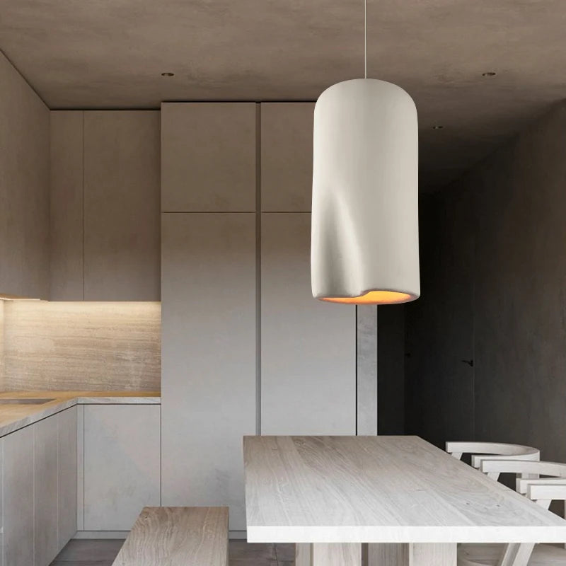suspension Fait à la main en polystyrène Wabi Sabi personnalité polystyrène bois maison salon E27 LED - vue 8 sur 9