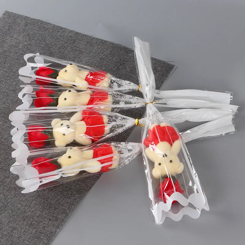 bouquet de roses en savon ourson décorations pour anniversaires et saint-valentin - vue 5 sur 11