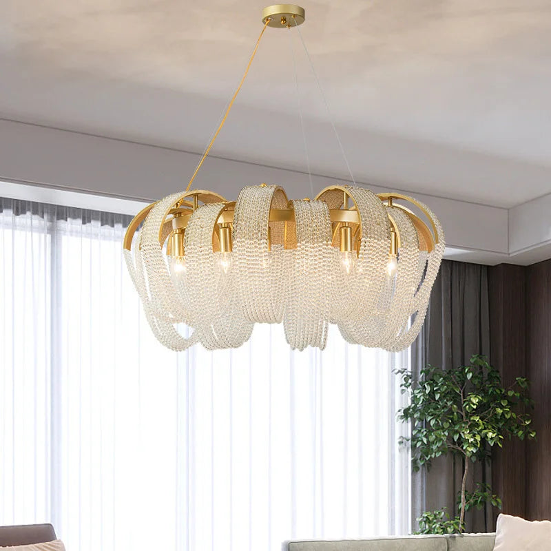 Lustre en cristal à pampilles de luxe américain post-moderne - vue 4 sur 10