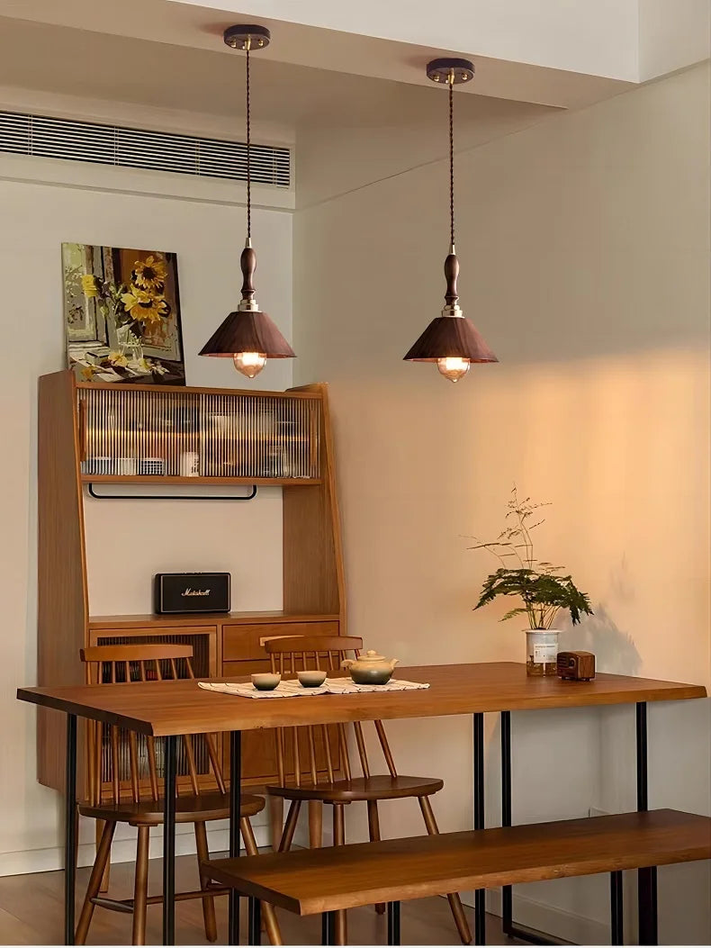Kronleuchter aus Massivholz im japanischen Stil für ein elegantes Interieur - vue 4 sur 7