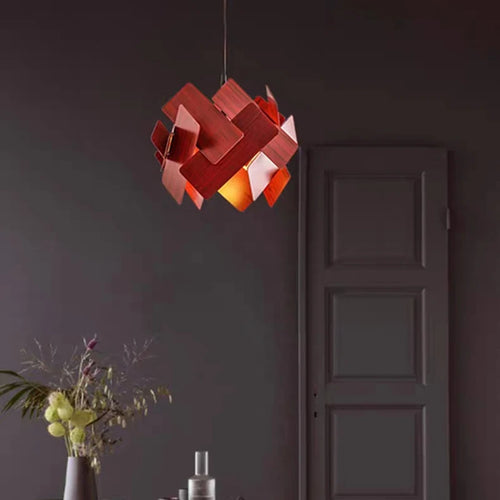 Kreative Pendelleuchte aus Holz mit verstellbarem Kabel - vue 4 sur 10