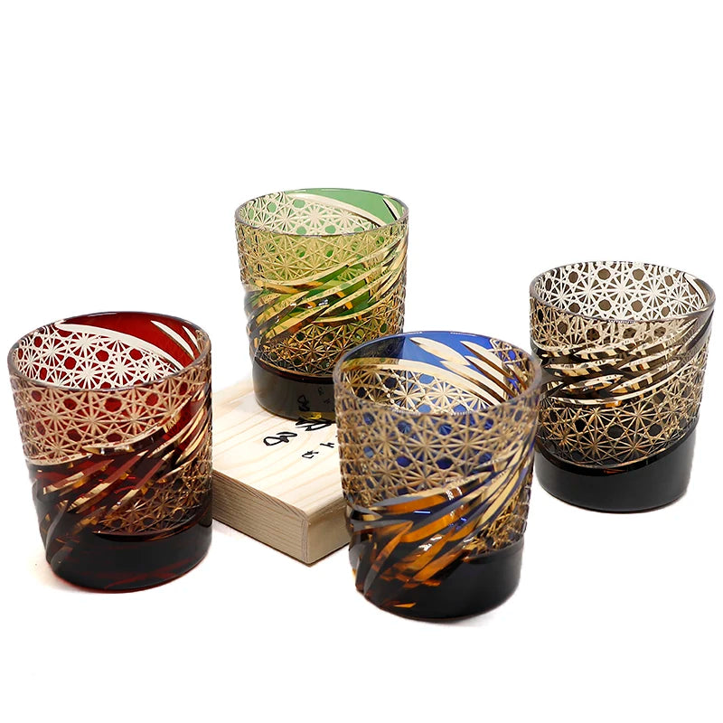 Verre whisky edo kiriko gravé main style japonais - vue 6 sur 7
