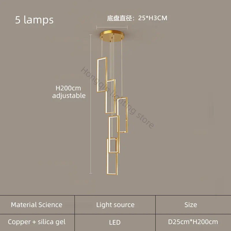 lustre moderne en cuivre avec éclairage LED design élégant - vue 14 sur 24