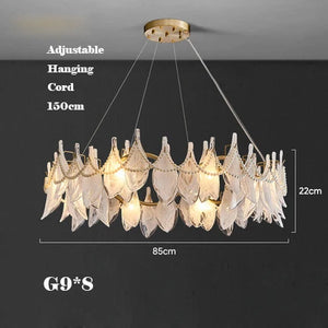 Kreativer Kronleuchter aus mattiertem Glas mit Perlendekor modern und elegant