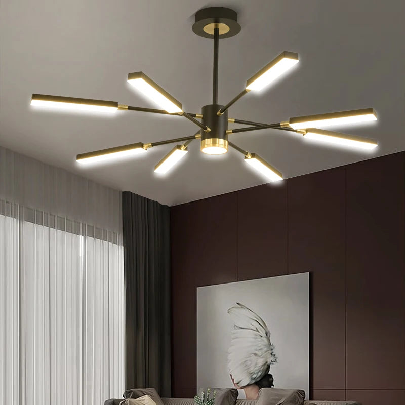 Moderner Kronleuchter als Pendelleuchte für stilvolle Wohnraumbeleuchtung im nordischen Design - vue 4 sur 10