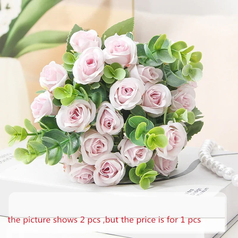 bouquet de roses artificielles eucalyptus décorations florales polyvalentes - vue 12 sur 12