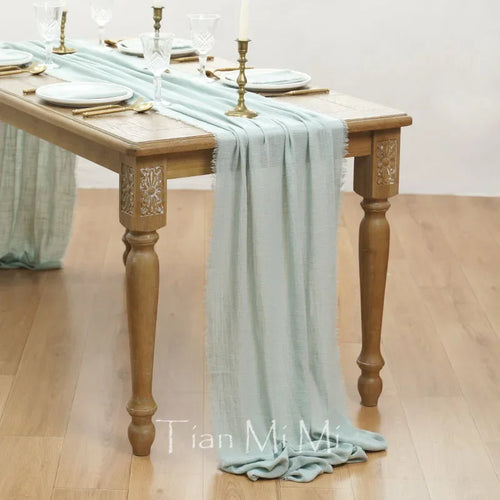 Chemin de table coton gaze style vintage mariage - vue 27 sur 29