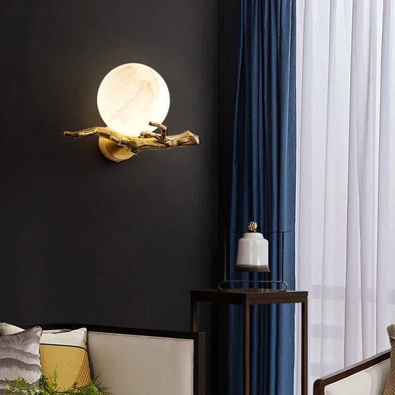 applique murale en cuivre et marbre naturel de luxe - vue 5 sur 7