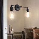 applique murale vintage noir led 2 têtes