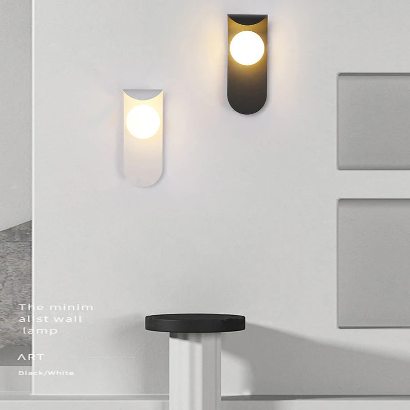 applique murale led boule de verre givré pour intérieur - vue 2 sur 21