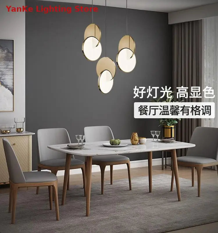 Nordic creative bar restaurant post-modern simple bedroom bedside designer single head net red light luxury art chandelier - vue 5 sur 13