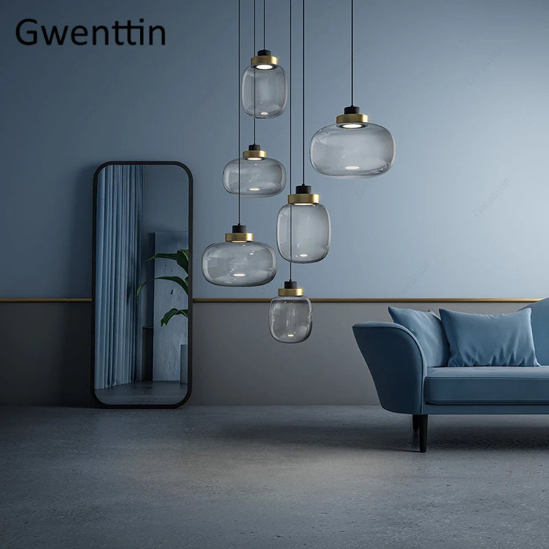 suspension moderne en verre pour décoration intérieure nordique - vue 4 sur 8