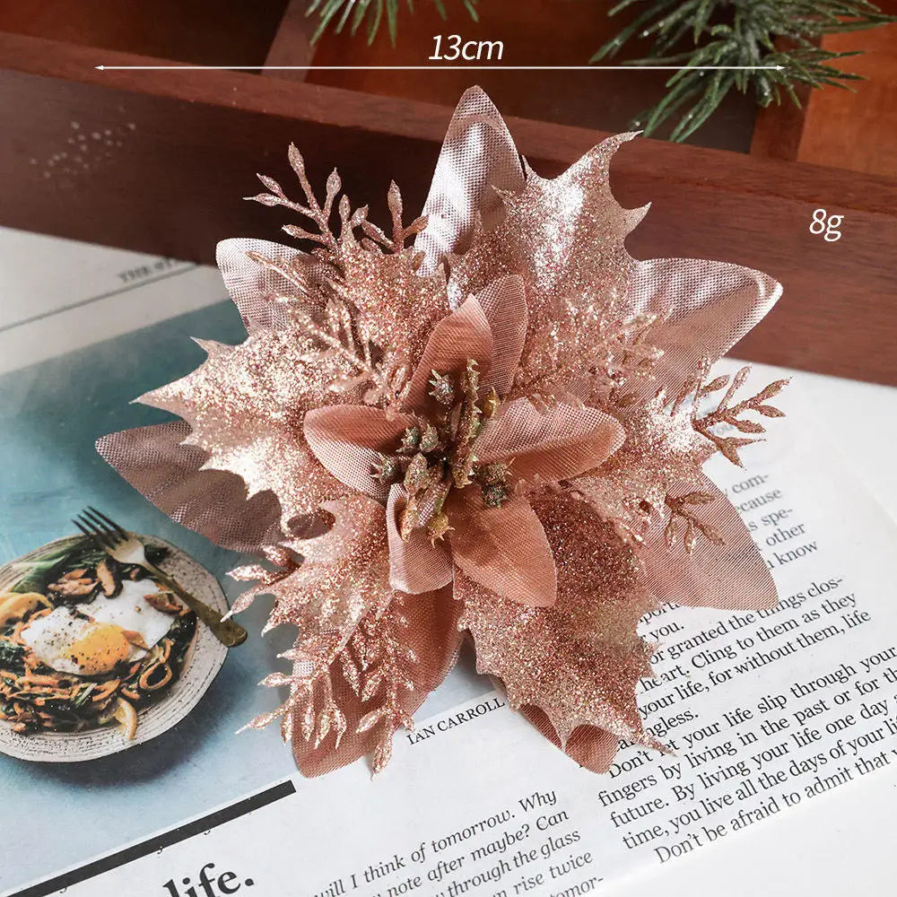 décoration suspendue fleur pailletée pour arbre de noël - vue 22 sur 34