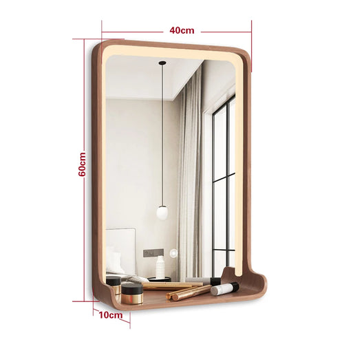 miroir en bois massif avec éclairage led et fixation murale - vue 18 sur 29