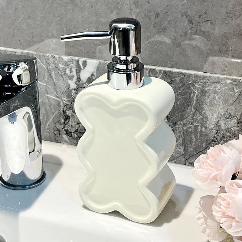 bouteille en céramique créative en forme de fleur pour gel et savon - vue 8 sur 10