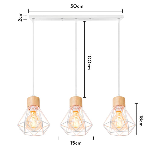 Vintage Pendelleuchte aus Holz LED-Holzleuchte im Industrial-Stil - vue 13 sur 14