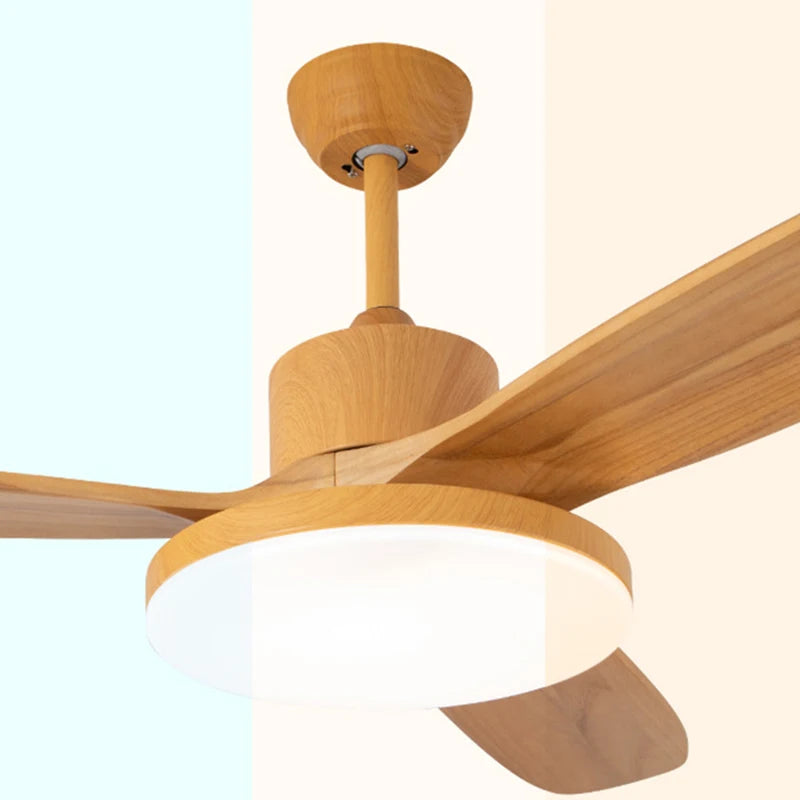 ventilateur de plafond moderne en bois avec lumière led et télécommande - vue 6 sur 12