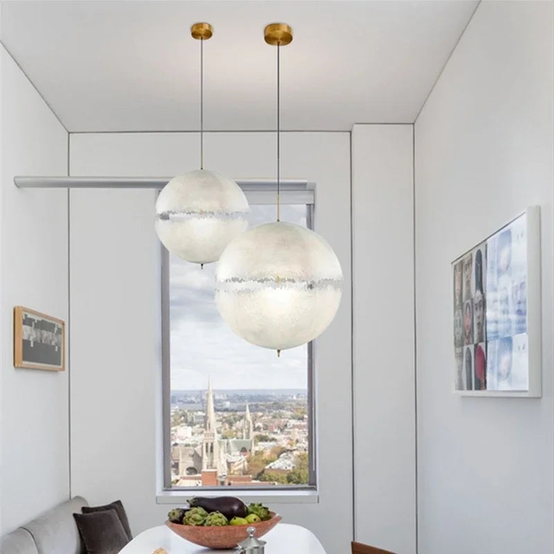 Suspension Italien Designer Lune LED pour Escalier Salon Chevet Bar En Fiber De Verre Décor À La Maison Éclairage
