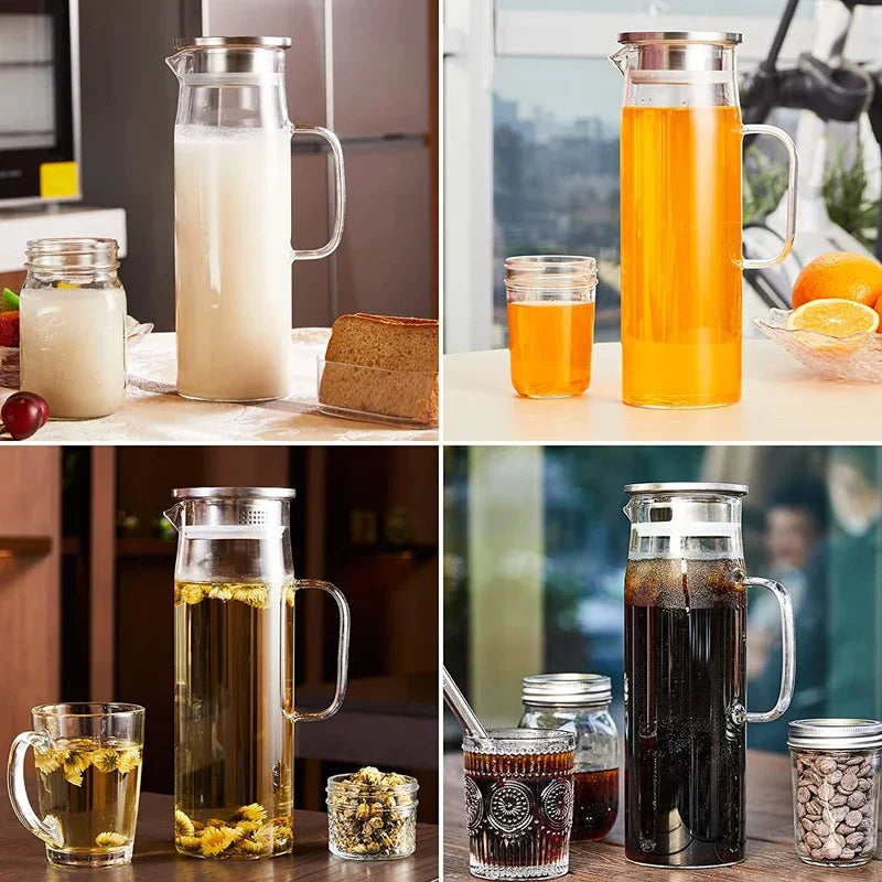 Pichet en verre avec infuseur et couvercle hermetique