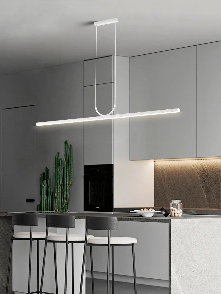 lustre simple noir/blanc long tube à LED