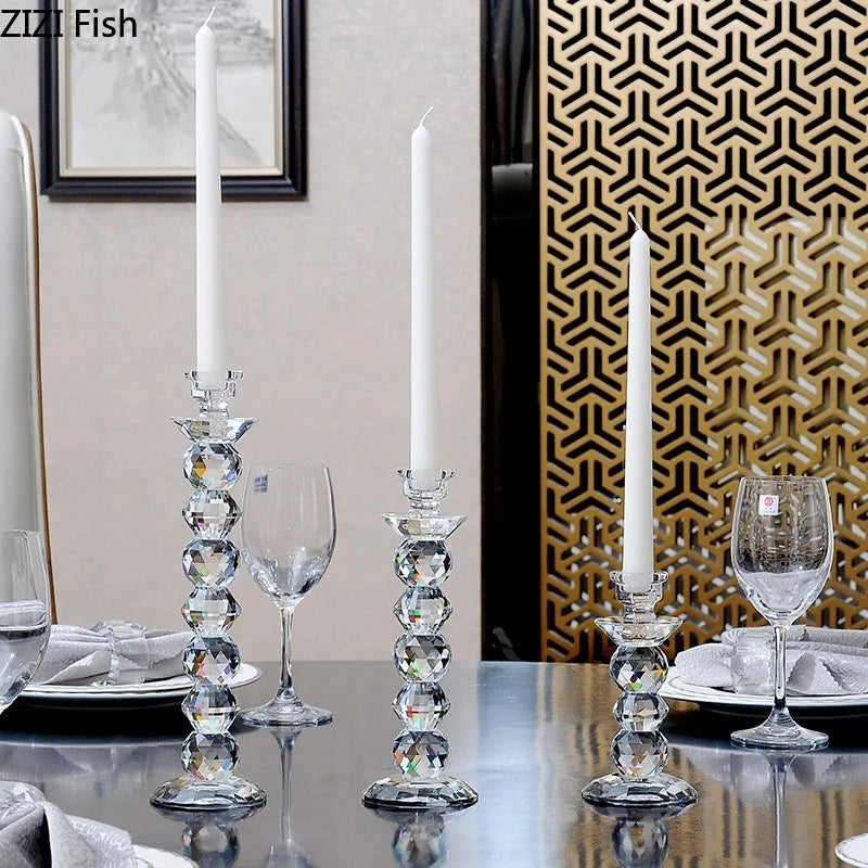 bougeoir en verre cristal accessoires pour dîners aux chandelles - vue 4 sur 9